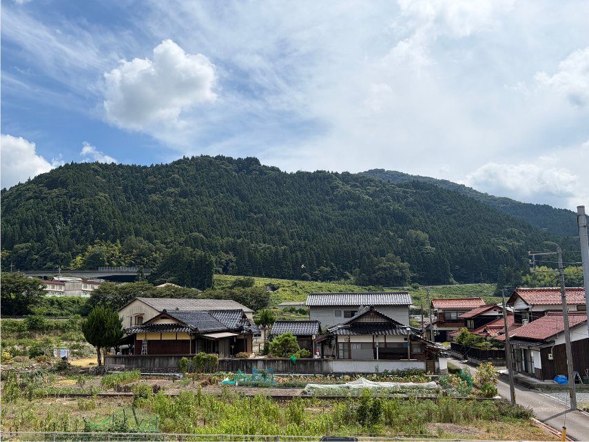 つわの寮の周囲に広がる、津和野の山と畑と家並み